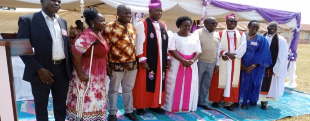 The Arch Bishop of Province of Church of Uganda His grace Dr. Kaziimba Mugalu with Omoro District leaders at Lalogi P7 School during his Pastoral visit to the district. Arch Bishops of Province of Church of Uganda makes a Pastoral visit to Omoro District.